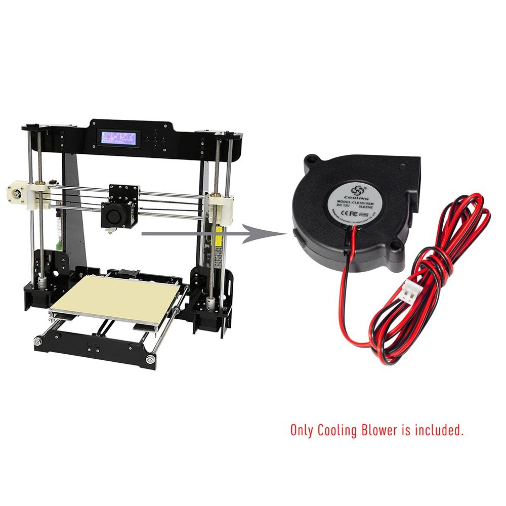 5015 Brushless Cooling Blower Fan DC 12V 0.19A Turbo Small Fan Ultra-Quiet Oil Bearing 6500RPM Size 50 * 50 * 15mm for DIY 3D Printer