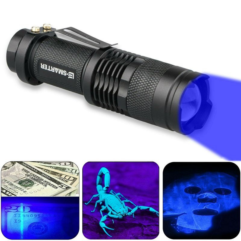365nm LED High Powered UV Lamp Black Light Ultra Violet Flashlight Super Bright