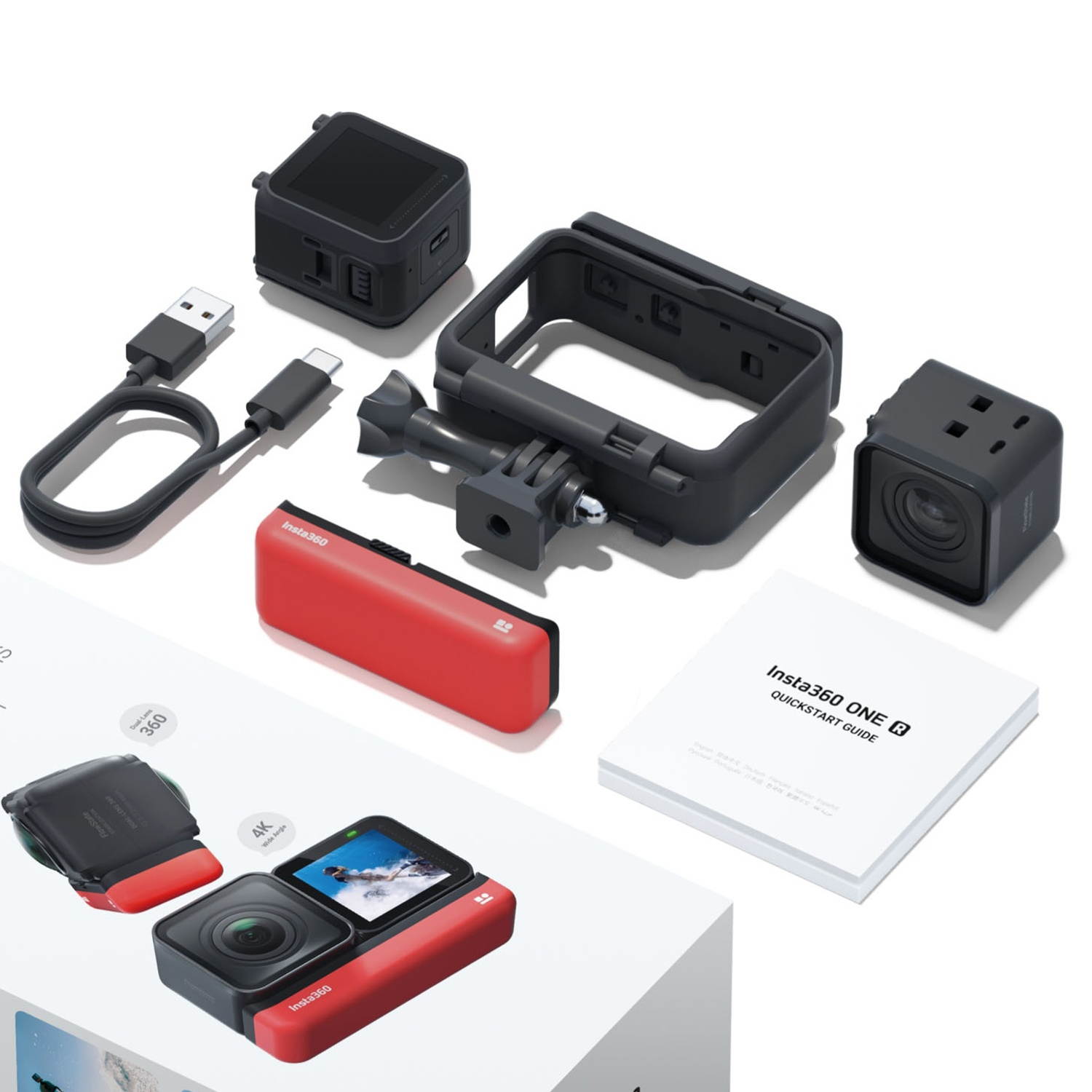 Insta360 ONE R 4K Edition Anti-shake Sports Action Camera 4K Wide Angle Lens Supports FlowState Stabilization 5M Body Waterproof Hyperlapse Voice Control Slow Motion Night Shot HDR Photo Video