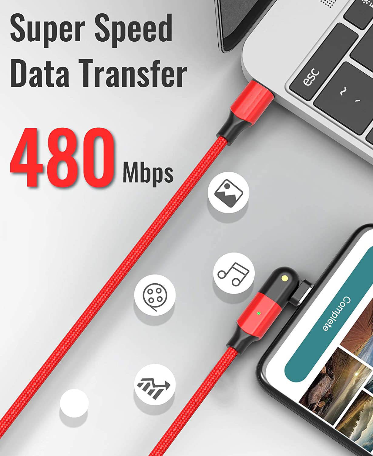 USB C to USB C 100W Fast Charging Cable 6.6ft, 180 Degree Rotatable Type C Charger Cord Compatible with MacBook Pro 2020/2019/2018, iPad Pro 2020/2018,Galaxy S20 S9,Pixel,Switch