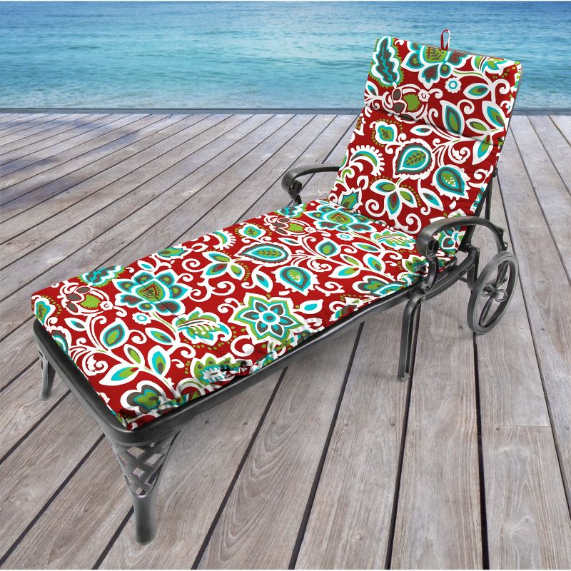 Outdoor French Edge Chaise Lounge Cushion - Berry Maroon - Jordan Manufacturing
