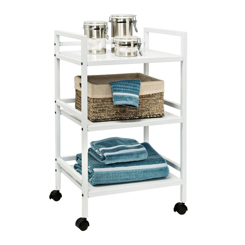 Honey-Can-Do 3-Tier Metal Rolling Cart White