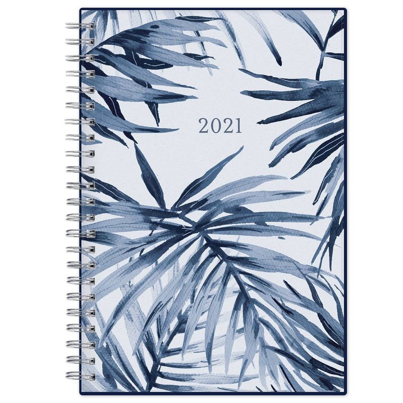 2021 Planner 5" x 8" Frosted Plastic Weekly/Monthly Wirebound Keoni Navy - Blue Sky