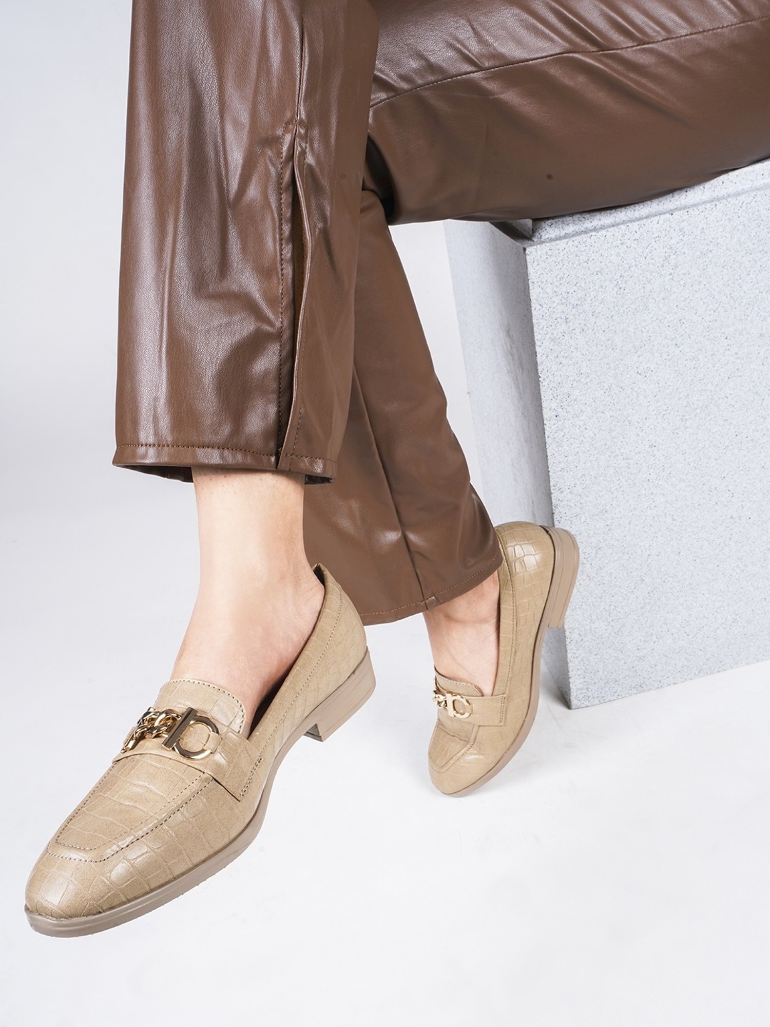 The White Pole Women's Beige Casual Loafers