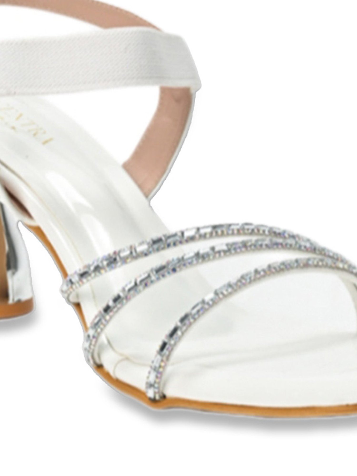 Scentra Women's White Ankle Strap Sandals