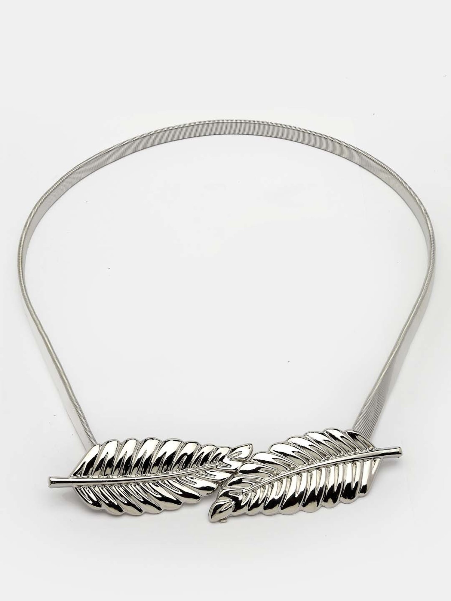 NVR Silver Plated Circular Stretchable Metal Belt for Women