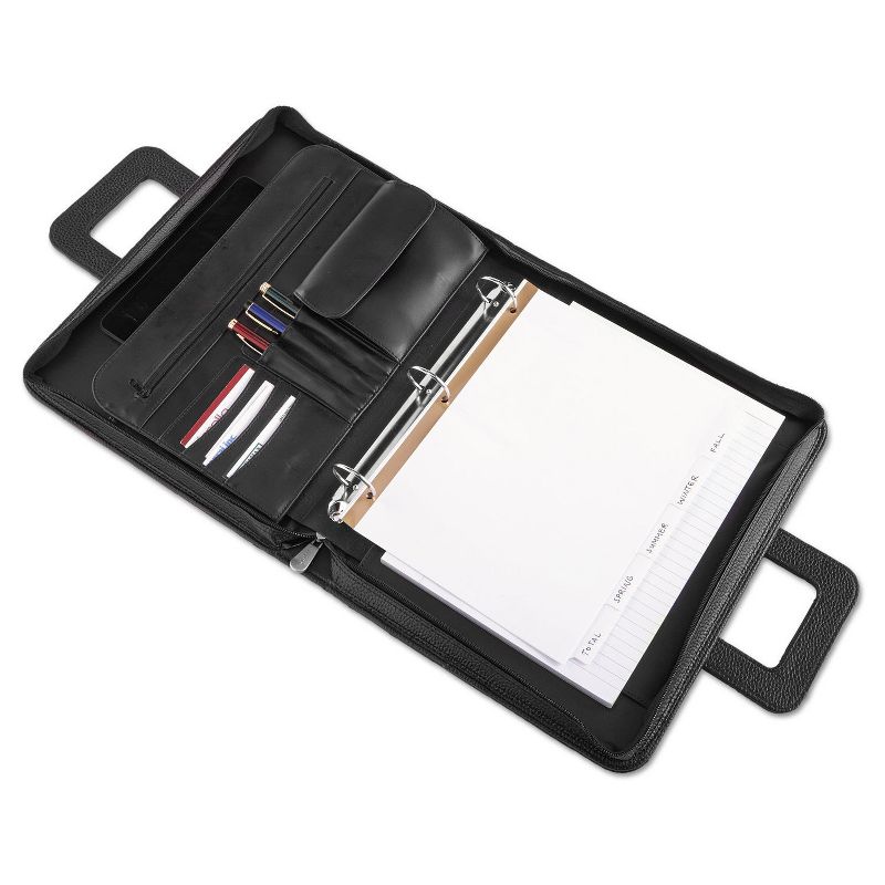 Universal Zip-Around Padfolio, Vinyl, 14.5 x 2.75 x 11.5" - Black