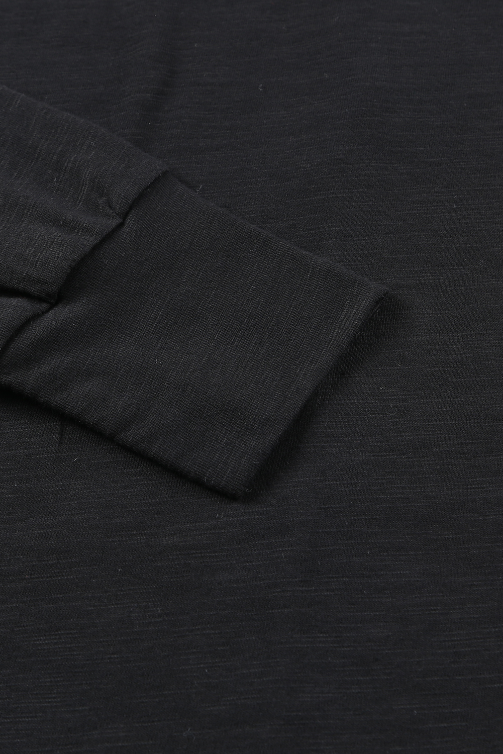 Black Plain Casual Thumbhole Long Sleeve Top