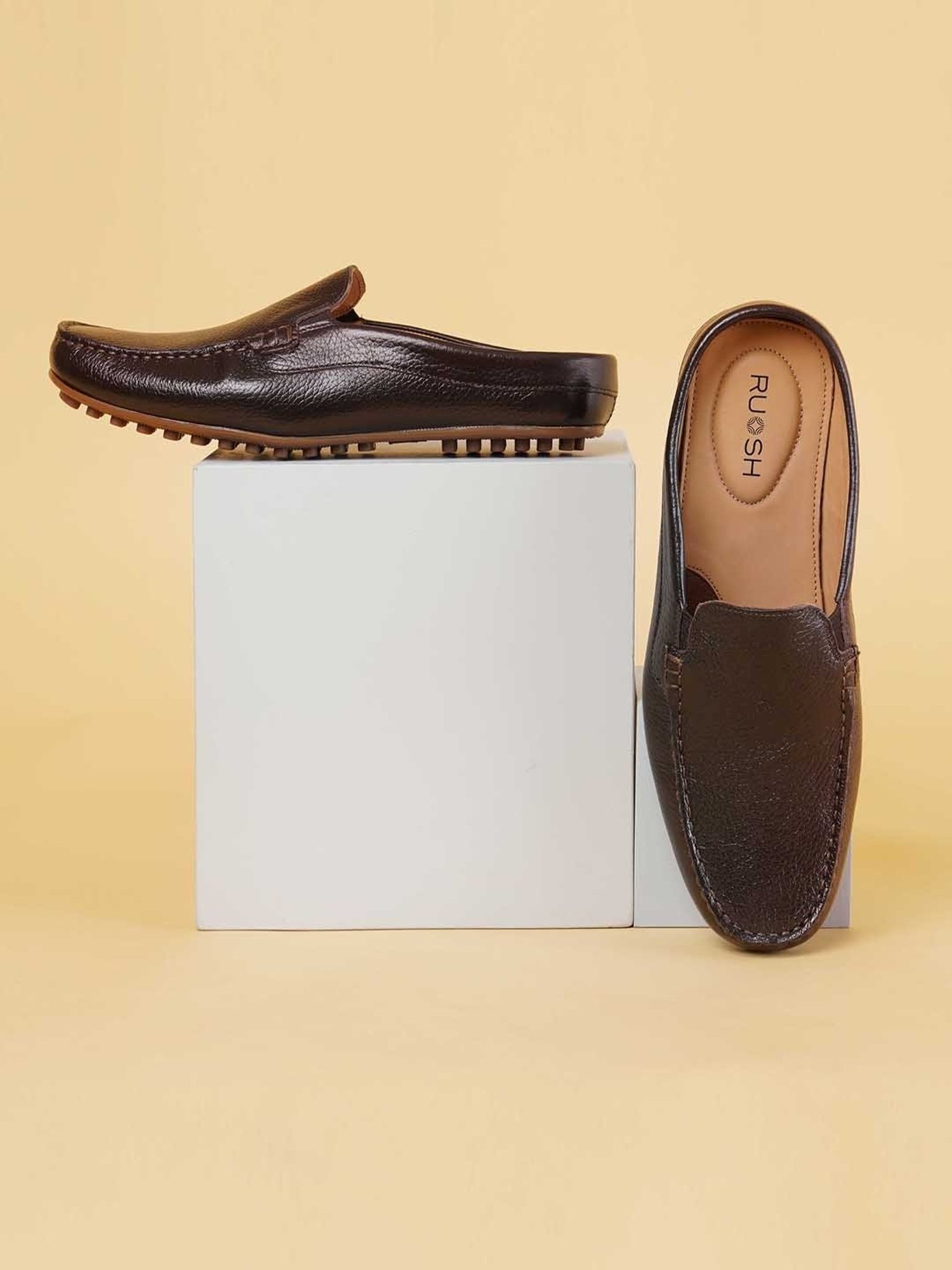 Ruosh Men's Brown Mule Shoes