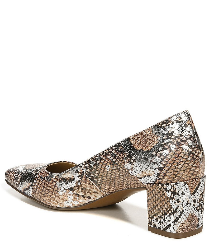 Naturalizer Karina Snake Print Leather Block Heel Pumps