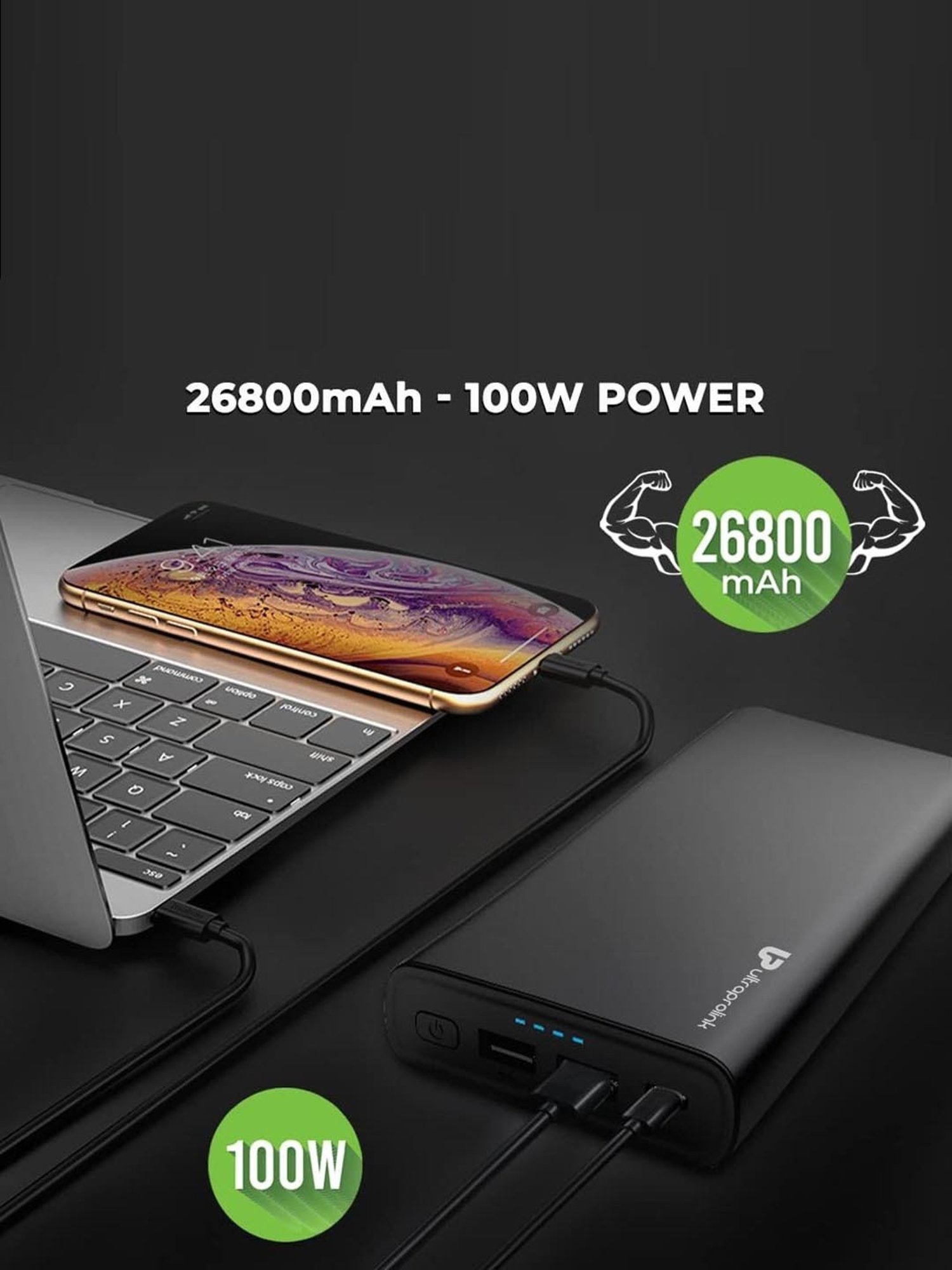 UltraProlink UM1107 Juice-UP 100W 26800mAh Powerbank for Laptops,Tablets & Smartphones (Black)