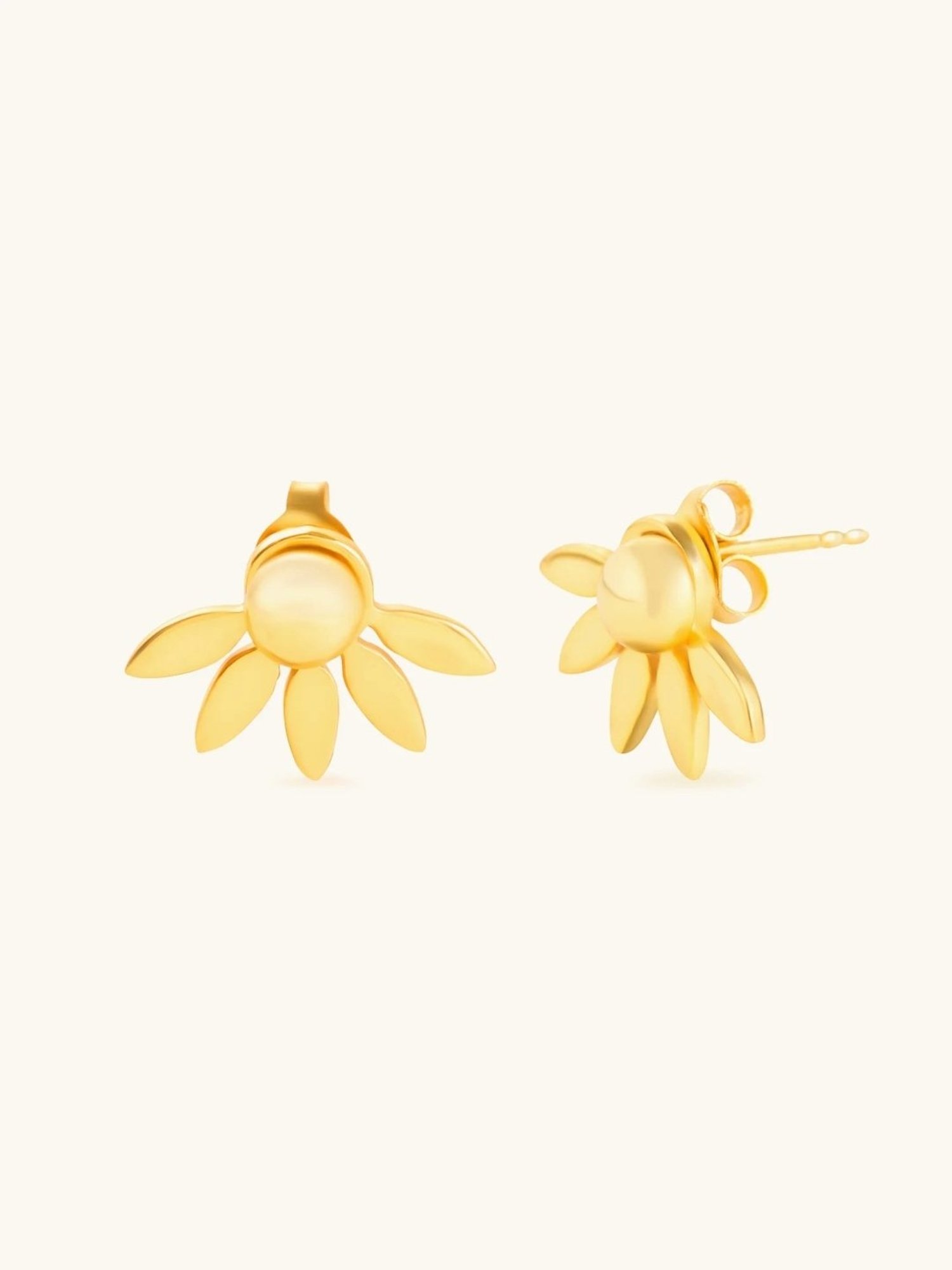 Mabel 92.5 Sterling Silver Leaf Fan Stu Stud Earrings for Women