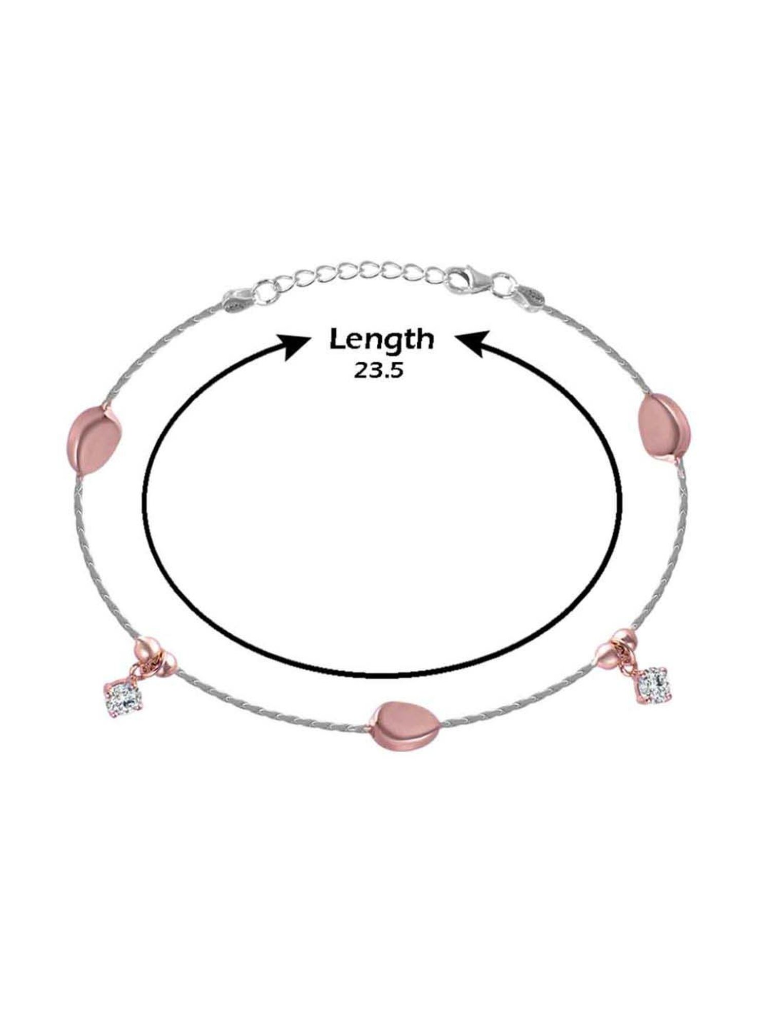 Rihi by P.C. Chandra Jewellers 925 Silver Rose Gold Stone Drop Anklet for Women & Girls