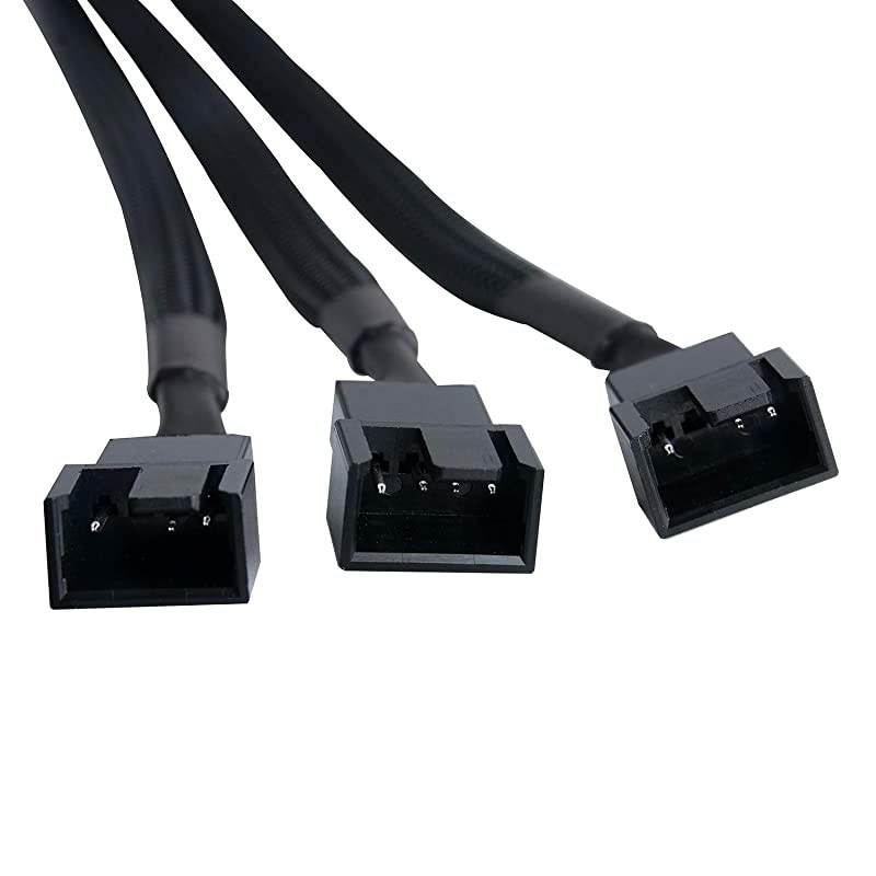 PWM Fan Splitter 4 Pin Fan Extension Power Adapter Cable Sleeved Braided Y Splitter Computer PC Cable 1 to 3 Converter 105 inch 2 Pack