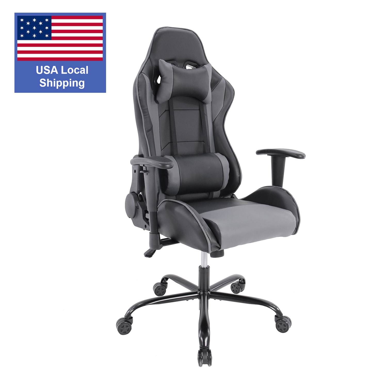 SMUGDESK Gaming Chair, Ergonomic Office Chair Racing Style Computer Gaming Chair High Back Game Chairs Comfortable Desk Chair with Lumbar Support, Grey