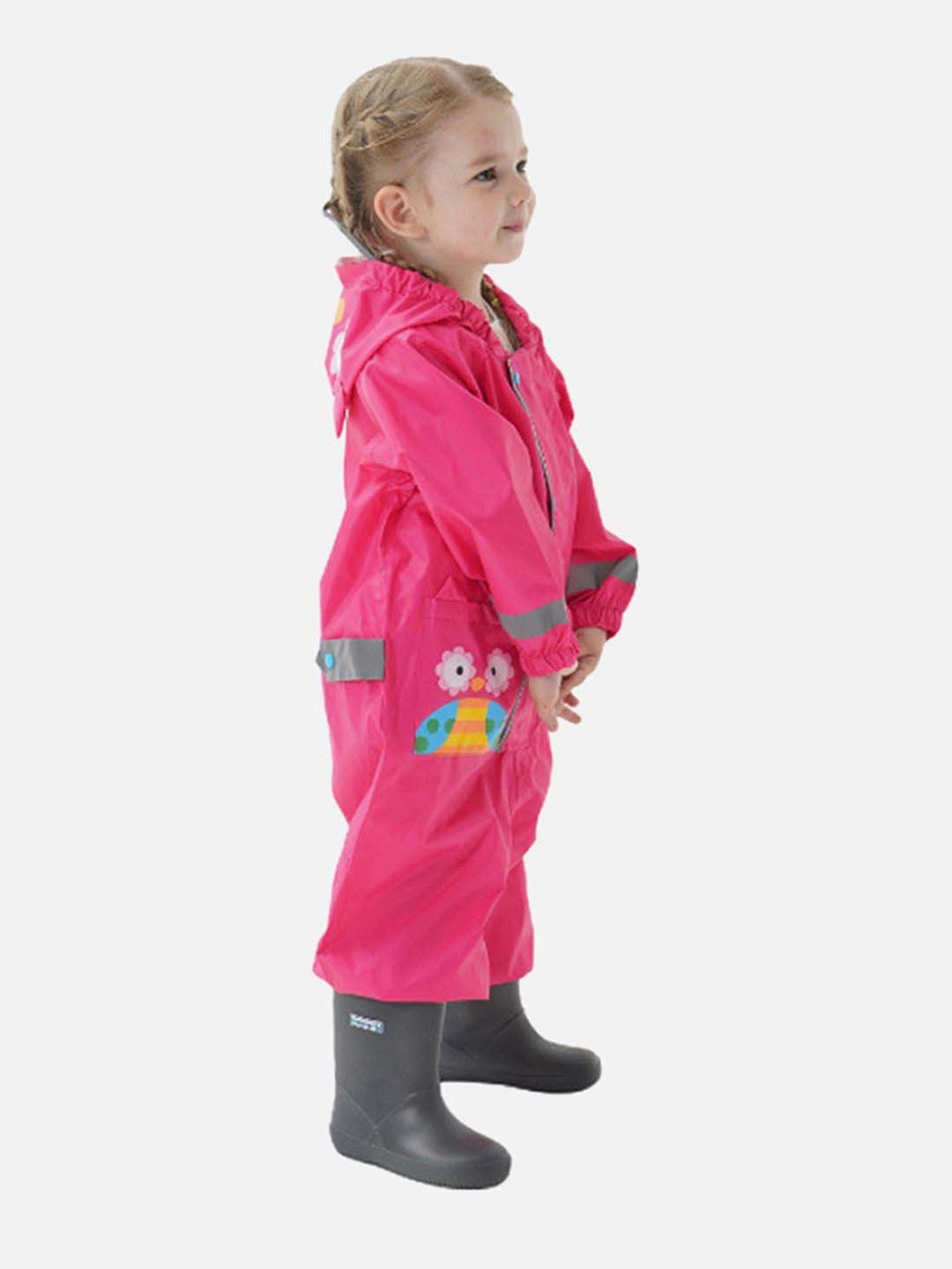 Little Surprise Box Kids Pink Printed Full Sleeves Raincoat