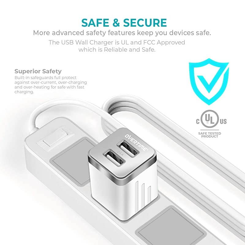 iPhone Charger,  Apple MFi Certified 4ft Lightning USB Cable with Dual Port Wall & Car Charger Adapter for iPhone 11 Pro Max X Xs XR 8 7 6s 5 SE, iPad Pro Air Mini - White