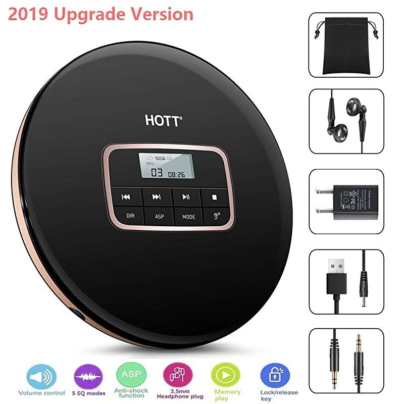 Portable CD Player HOTT Walkman CD Player LCD Display Anti-Skip Protection Shockproof Function Only Support 5 Formats CD CD-R CD-RW MP3 CD-DA WMA Audio Files Silver