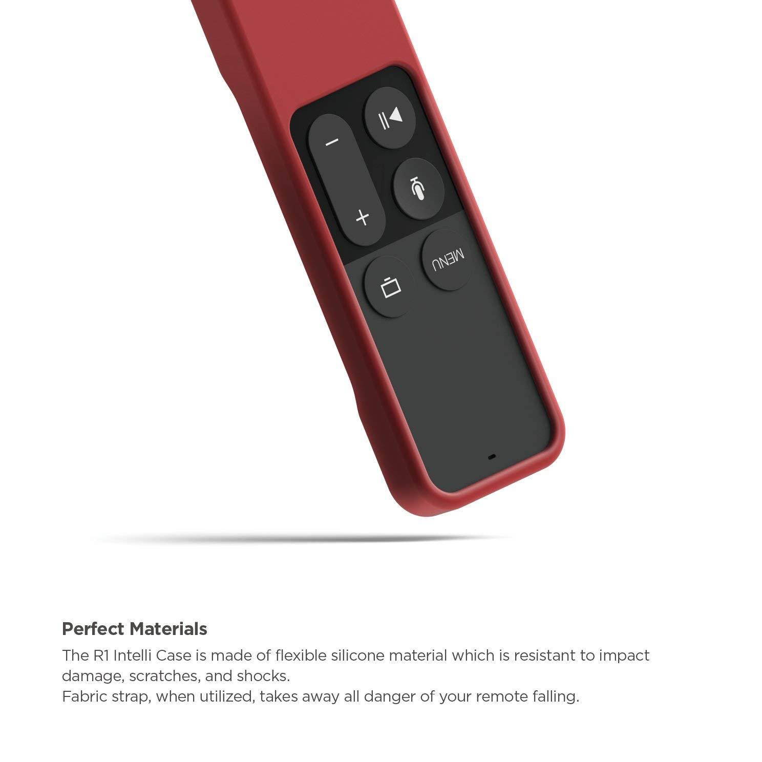 elago R1 Intelli Case [Red]-[Magnet Technology][Anti-Slip][Lanyard Included][Heavy Shock Absorption] for Apple TV Siri Remote 4K / 4th Generation