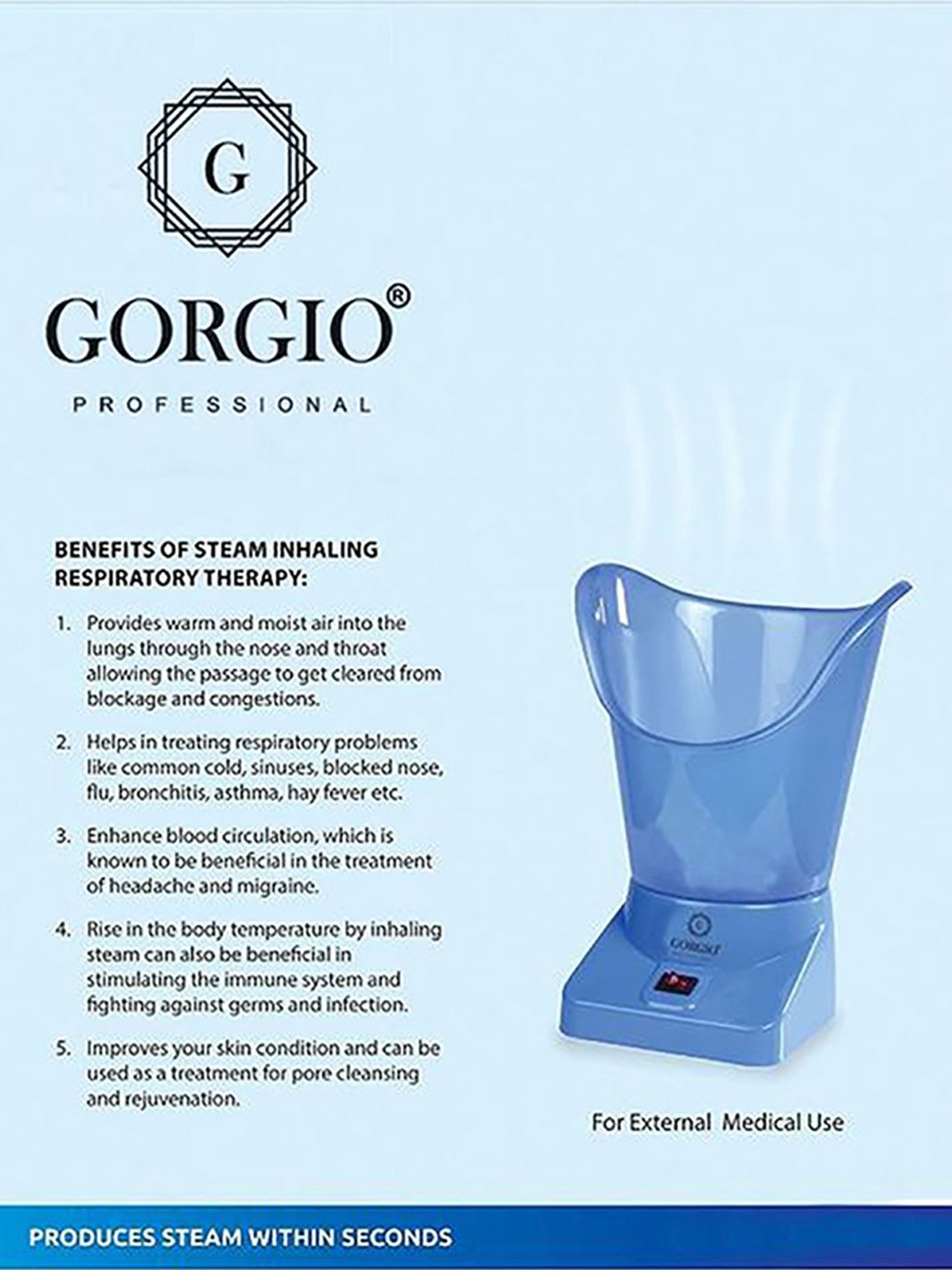 Gorgio Professional GS2 Face Steamer (White and Blue)