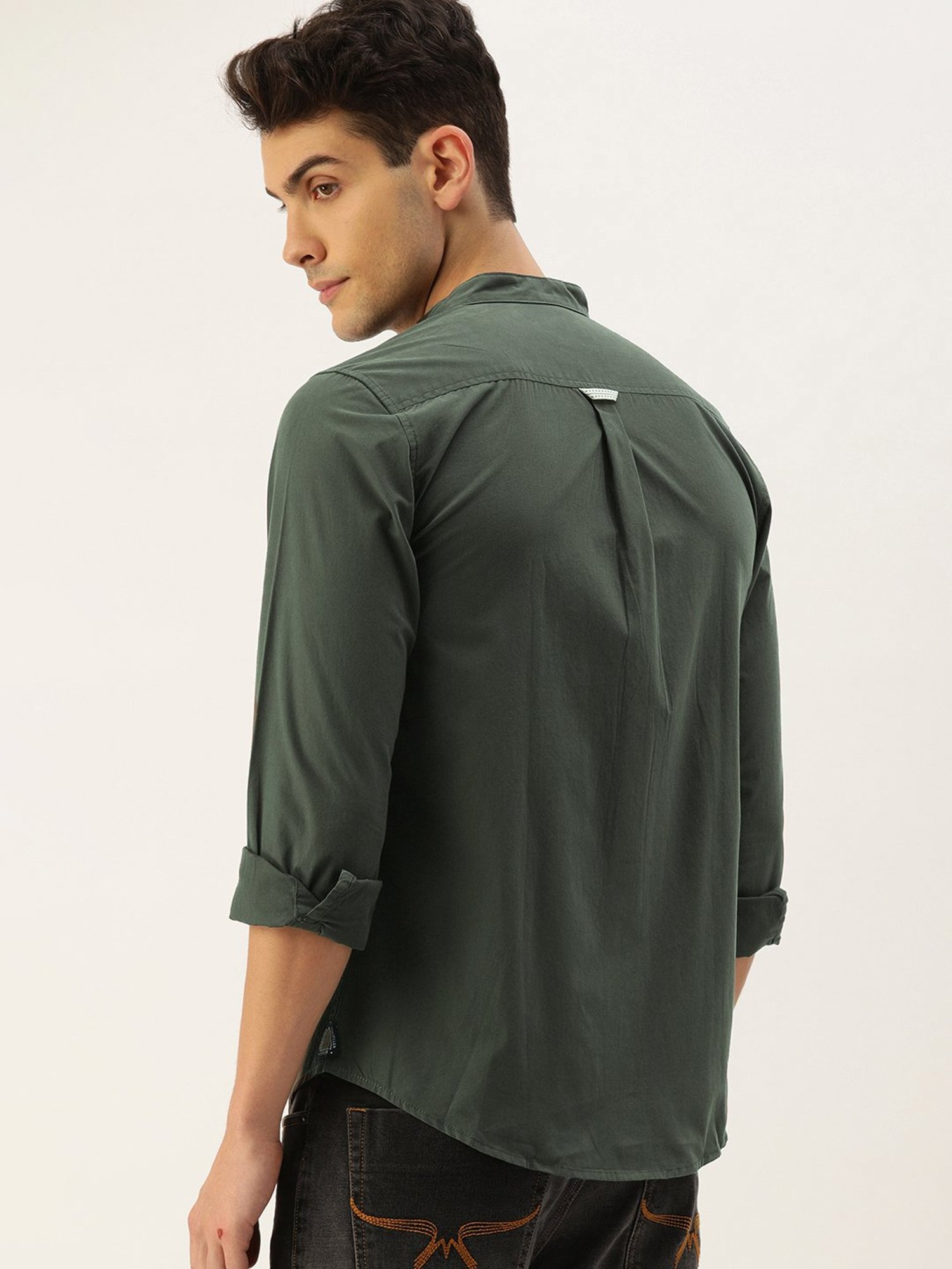 IVOC Olive Slim Fit Cotton Shirt