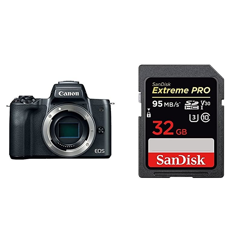 Mirrorless Camera Body [EOS M50] with 4K Video, 24.1 Megapixel (APS-C) CMOS Sensor and 32GB SDHC UHS-I Card - Black