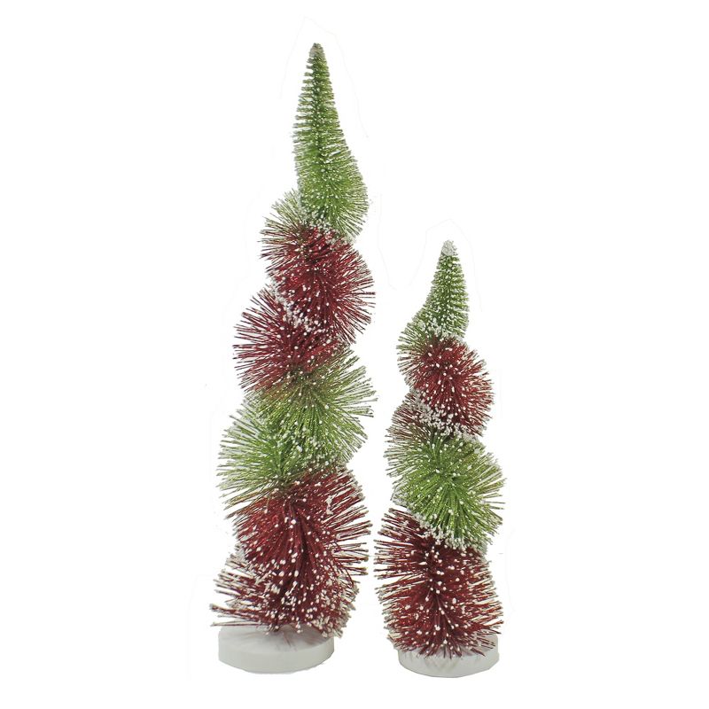 Christmas 18.0" Swirl Red/Green Tree Bottle Brush Home Decor  -  Decorative Figurines