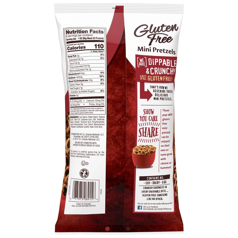 Snyders Gluten Free Mini Plain Pretzel - 8oz