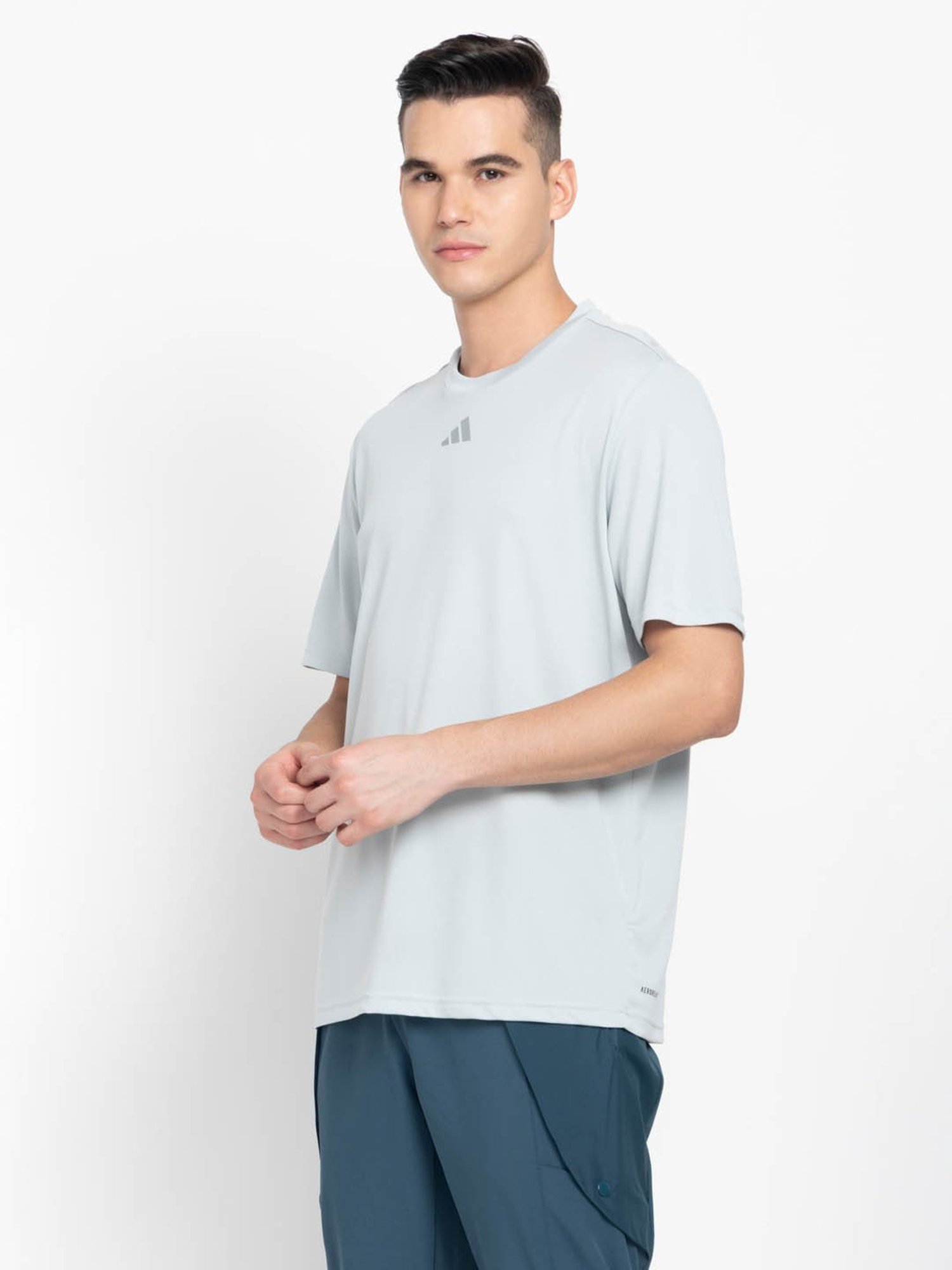Adidas Grey Regular Fit Printed Sports T-Shirt