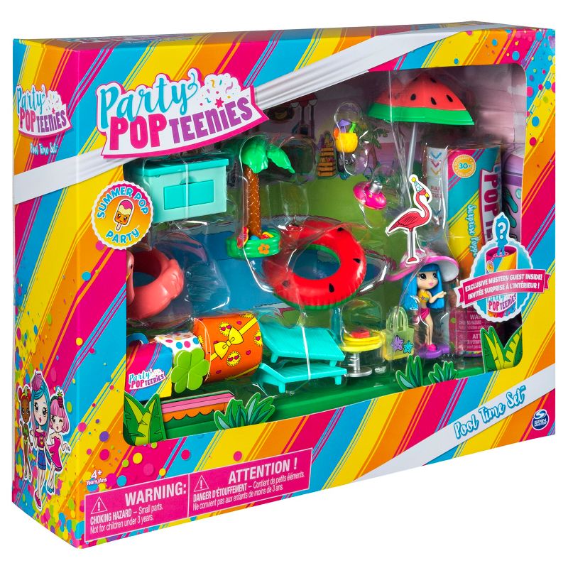 Party Popteenies Summer Pop Party Pool Time Set with Exclusive Collectible Dolls Party Accessories and Confetti