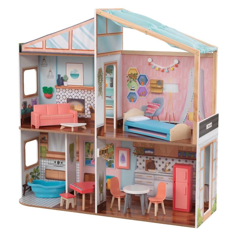 KidKraft KDK-10154 Designed by Me Magnetic Makeover Dollhouse with Storage, 3D Magnets, Magnetic Accessories, Wallpaper, and Furniture, Multicolor
