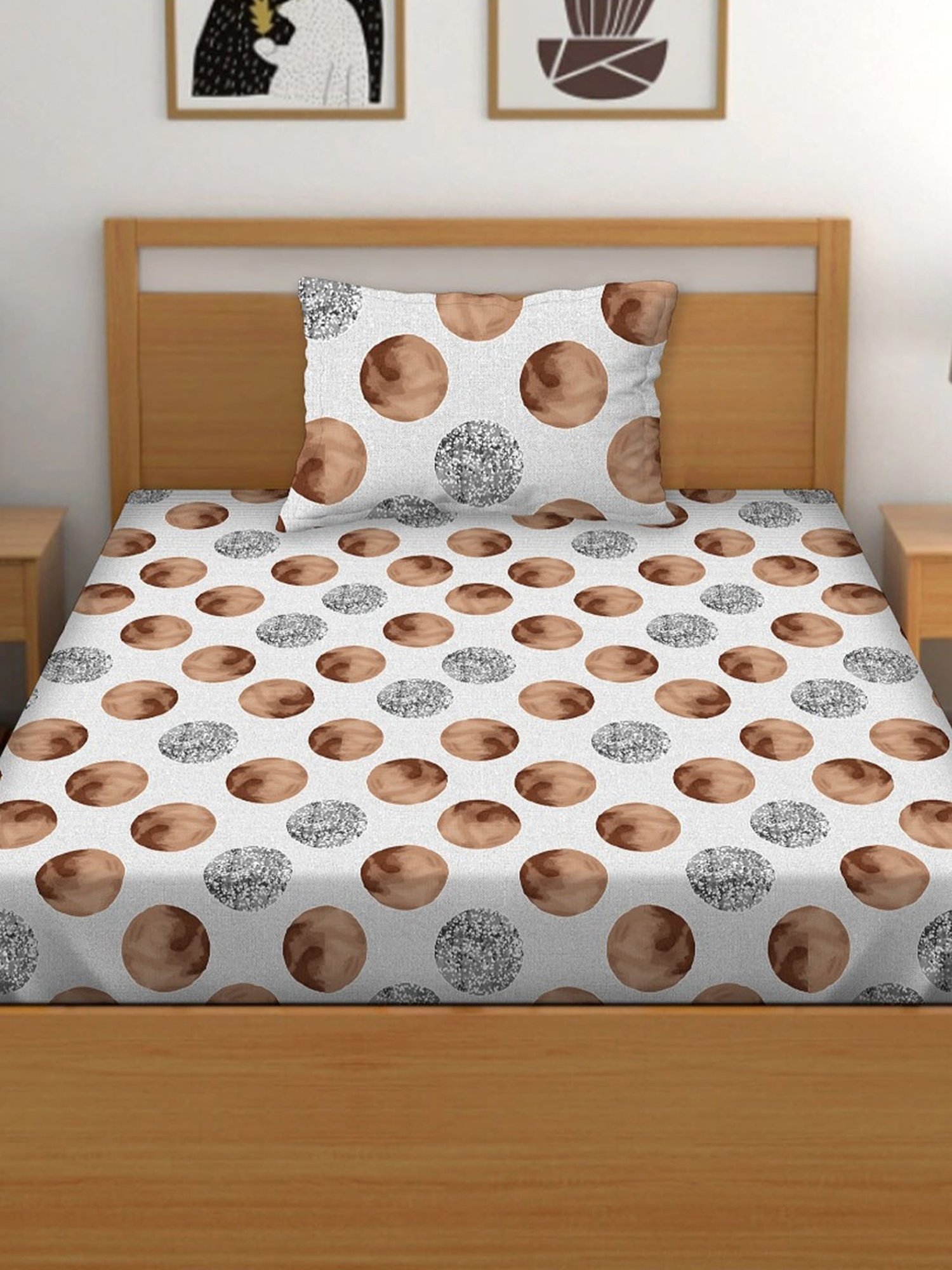 BELLA CASA Orra Printed Multicolor 180 TC Cotton Single 2 Bedsheet with 2 Pillow Covers