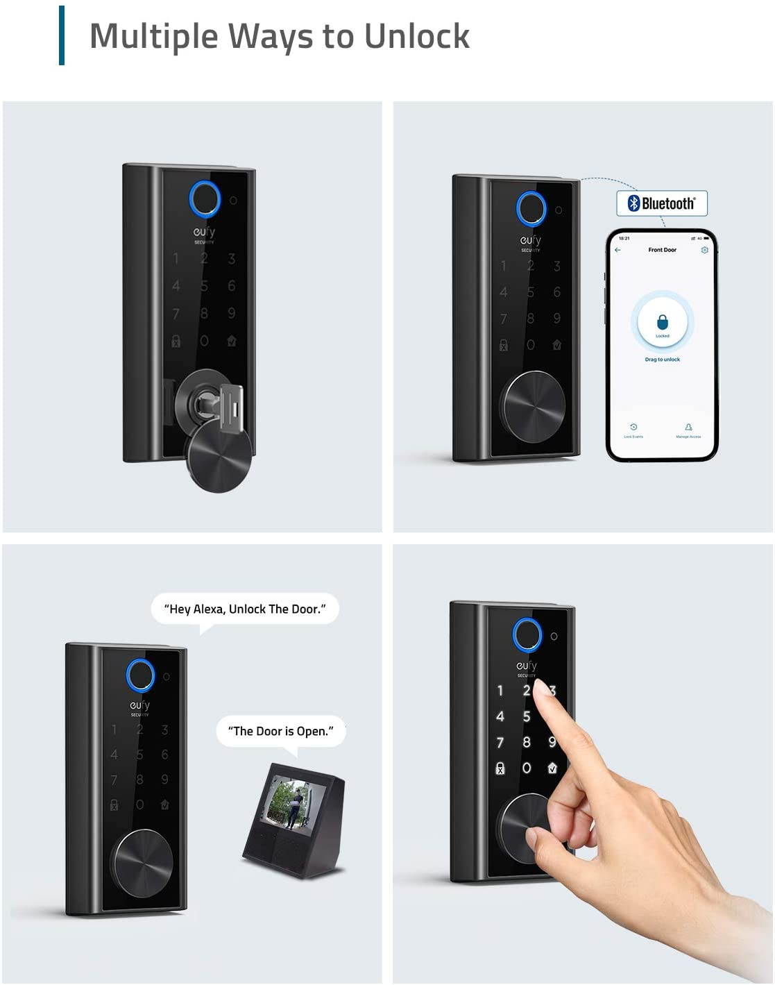 eufy Security Smart Lock Touch & Wi-Fi, Fingerprint Scanner, Keyless Entry Door Lock, Smart Wi-Fi Lock, Bluetooth Electronic Deadbolt, Touchscreen Keypad, BHMA Certified, IP65 Weatherproofing
