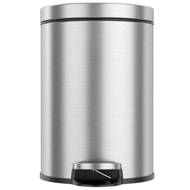 iTouchless Step Pedal Bathroom Trash Can with AbsorbX Odor Filter and Removable Inner Bucket 3 Gallon Round Stainless Steel