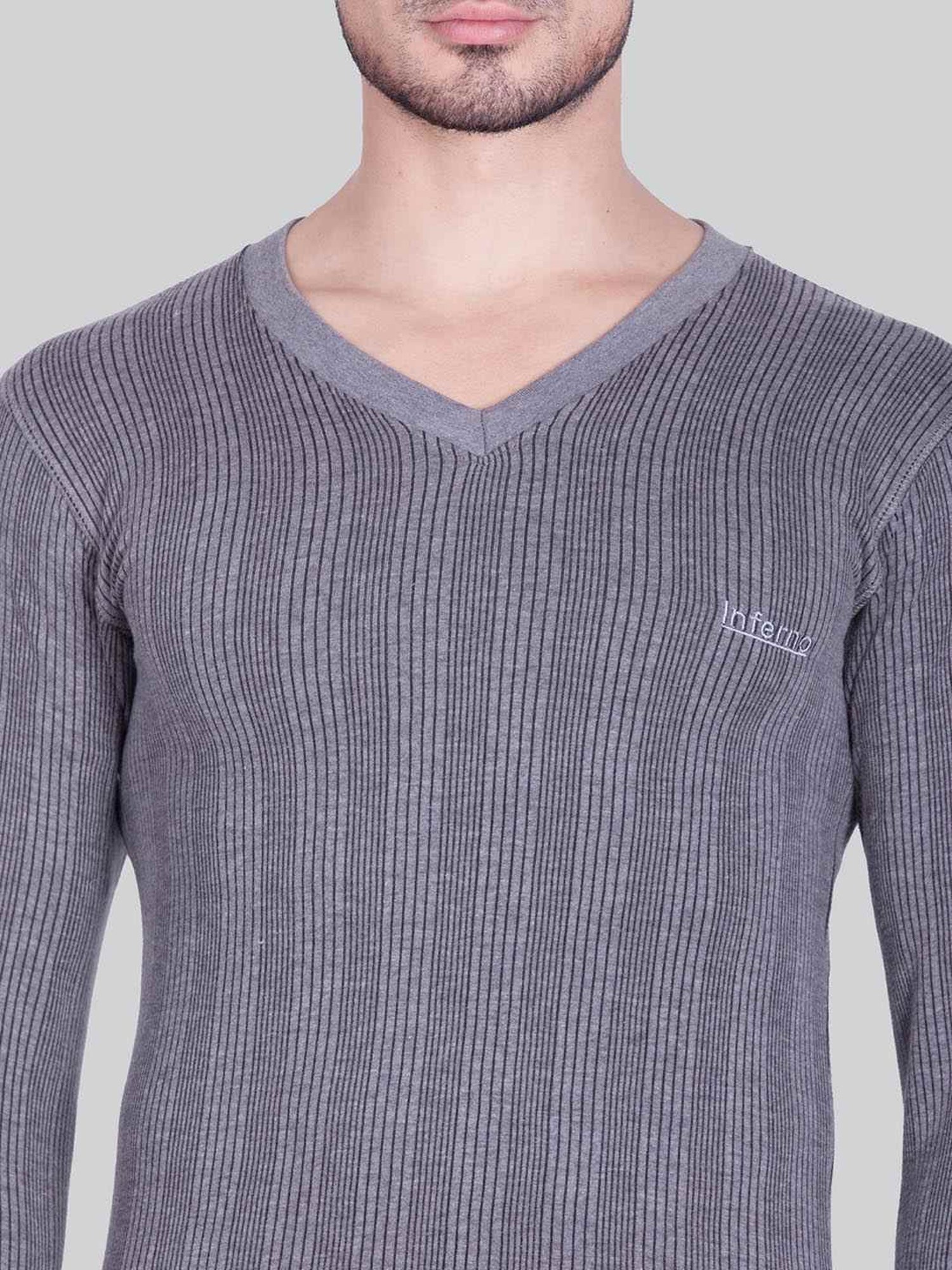 LUX Inferno Charcoal Skinny Fit Striped Thermal Set