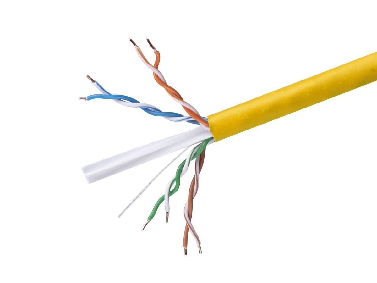 Monoprice Cat6 Ethernet Bulk Cable - Network Internet Cord - Solid, 500Mhz, UTP, CMR, Riser Rated,  Pure Bare Copper Wire, 23AWG, 1000ft, Yellow