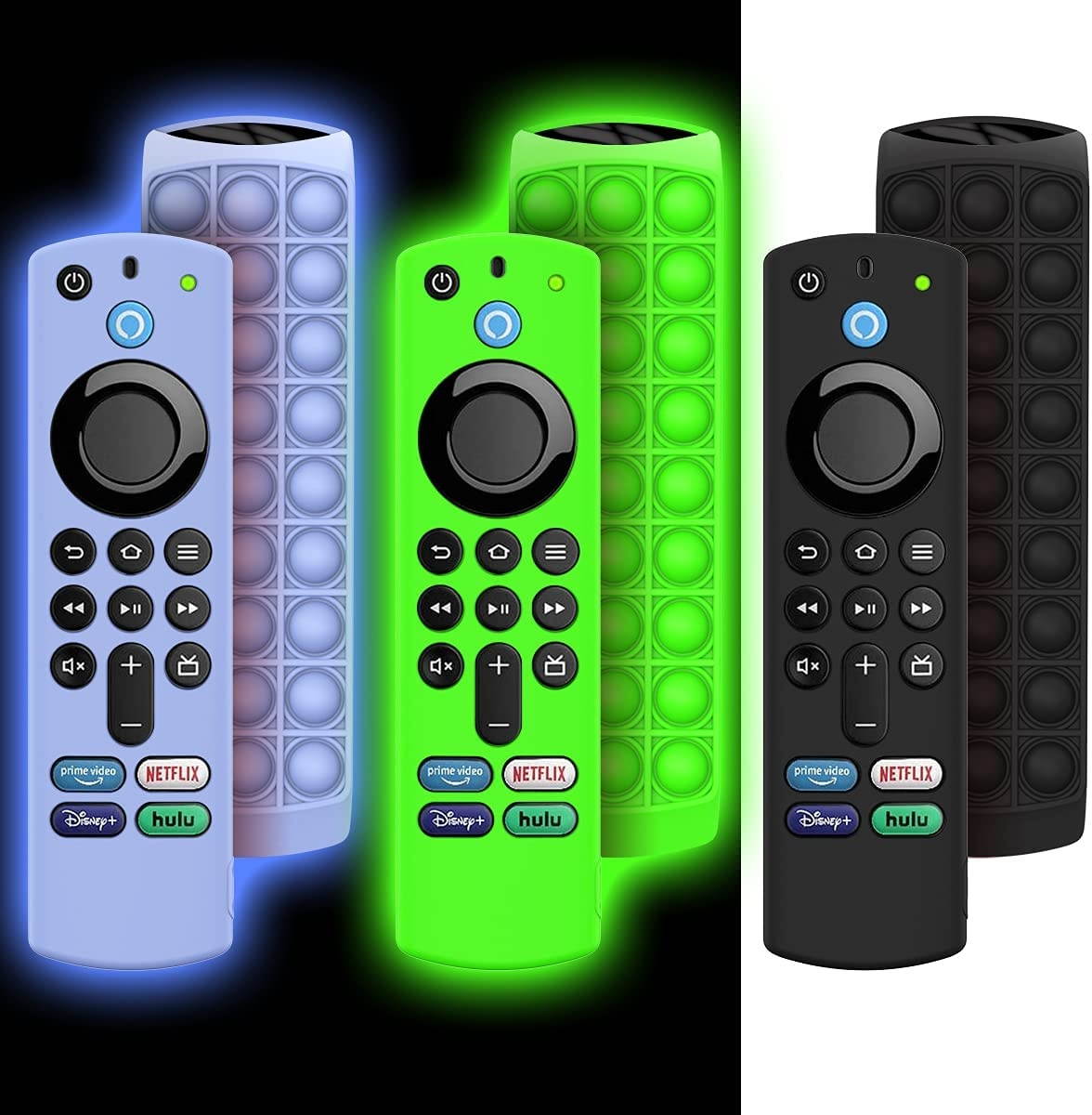 TOLUOHU 3 Pack Push Bubble Pop Fidget Sensory Remote Covers for All-New Alexa Voice Remote (3rd Gen),3D Funny Relief Stress Fidget Toy Silicone Protect Case,for Fire TV Stick 4K Remote Control
