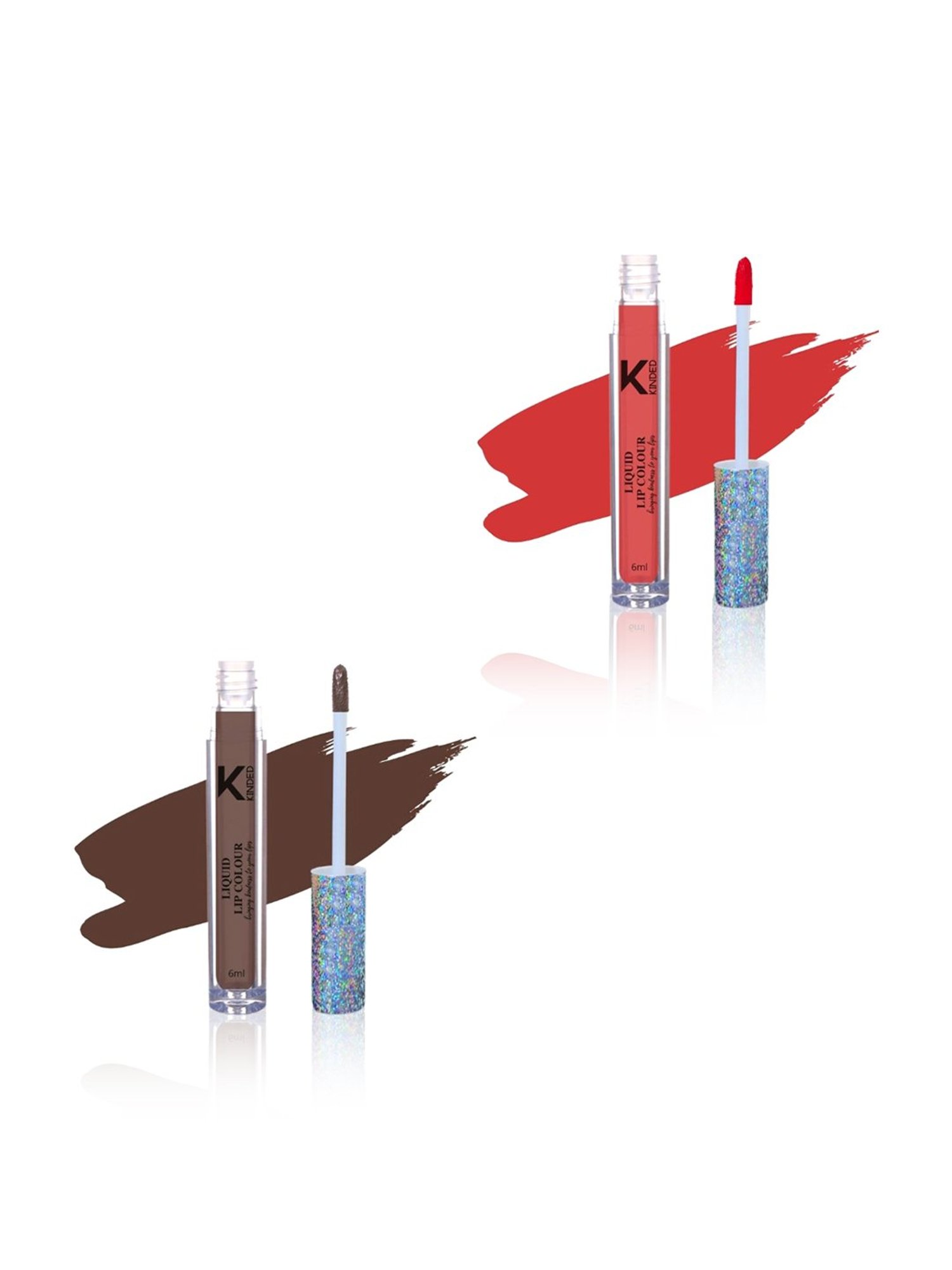 KINDED Liquid Lip Colour 03 Vermilion Red & 07 Choco Brown Combo