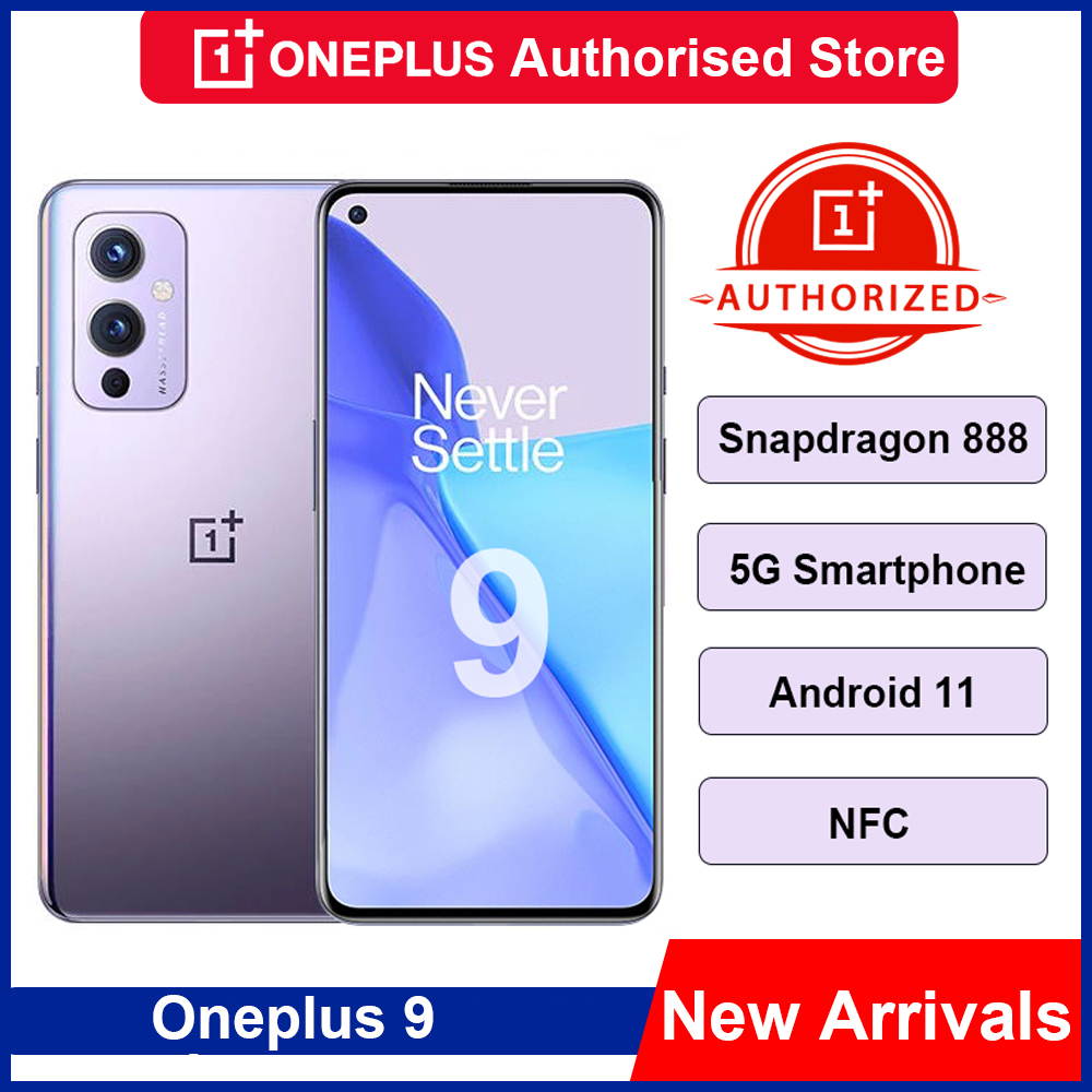 Global Rom Official Original New Oneplus 9 5G Cell Phone Snapdragon 888 6.55inch LTPO AMOLED 120Hz 8G/12G RAM 128G/256G ROM 50MP 65W Flash Charge  Unlocked International Model(GSM Only Not CDMA)