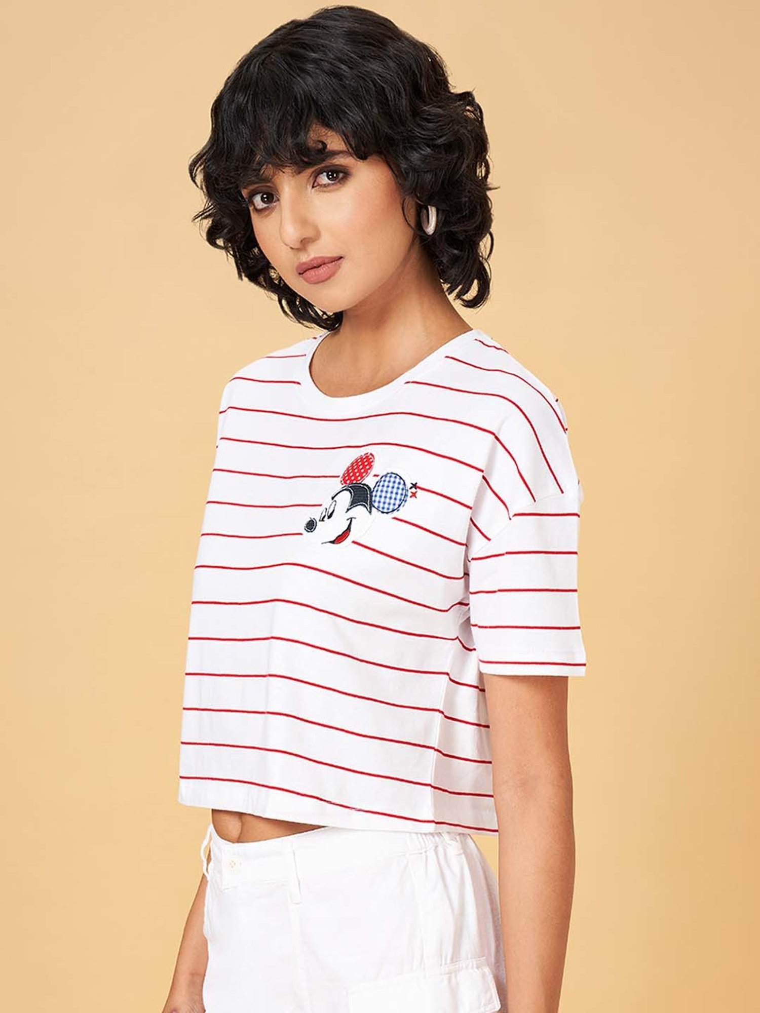 Honey by Pantaloons White Cotton Printed T-Shirt