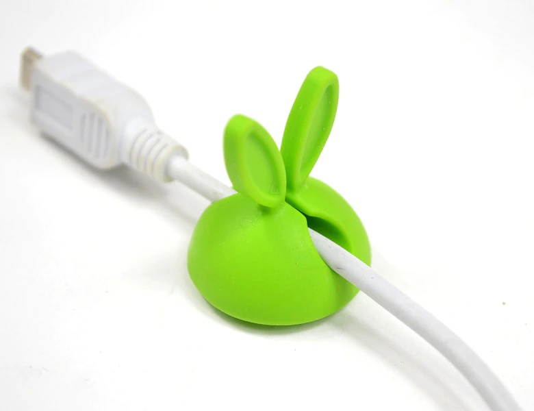 est 4pcs/Lot rabbit ear silicone desktop winder cable organizer cable Home office computer headphone bobbin wires holder