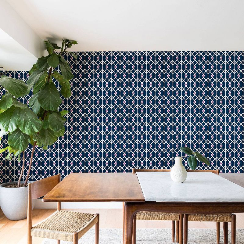 2"x8" Heather Dutton Annika Diamond Orchid Wallpaper Blue - Deny Designs