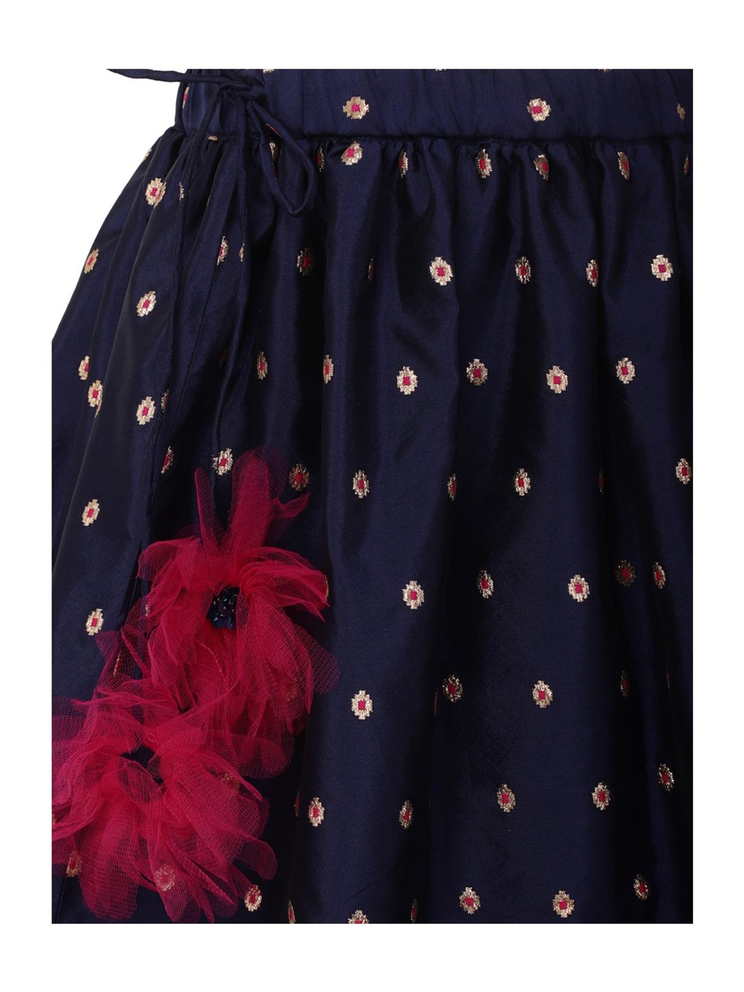 A Little Fable Kids Red & Navy Embellished Lehenga Choli & Dupatta