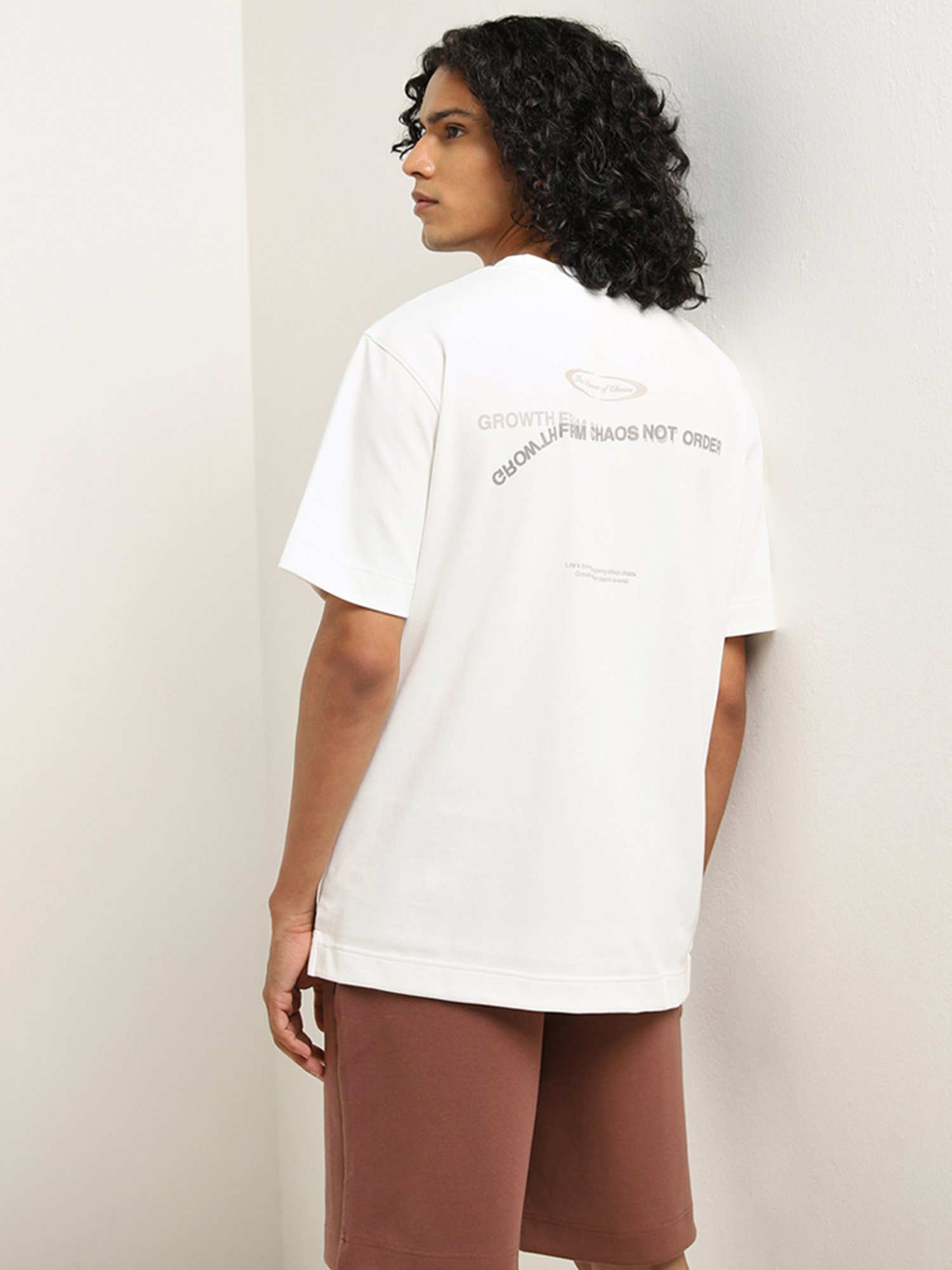 Studiofit by Westside Off-White Text Design Regular-Fit T-Shirt