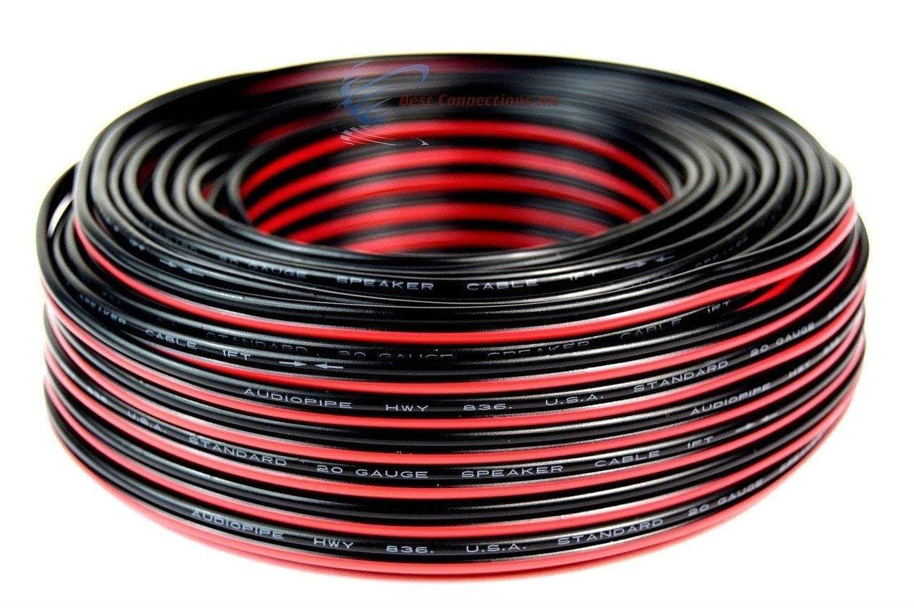 Audiopipe 100' Feet 20 GA Gauge Red Black 2 Conductor Speaker Wire Audio Cable