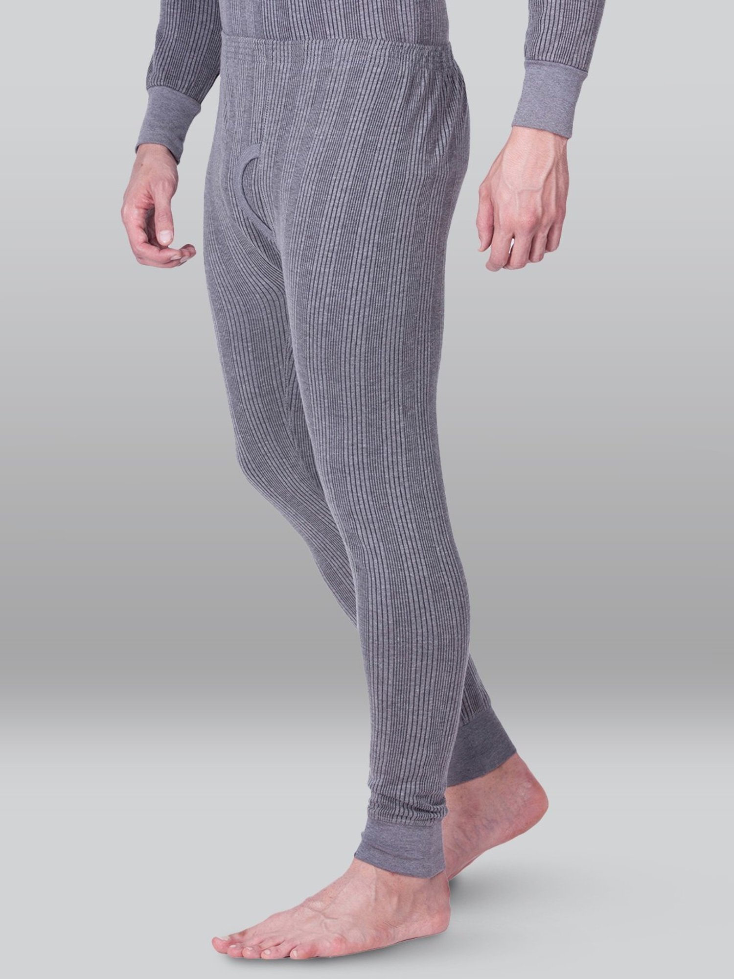 LUX Inferno Charcoal Skinny Fit Striped Thermal Bottoms - Pack of 2