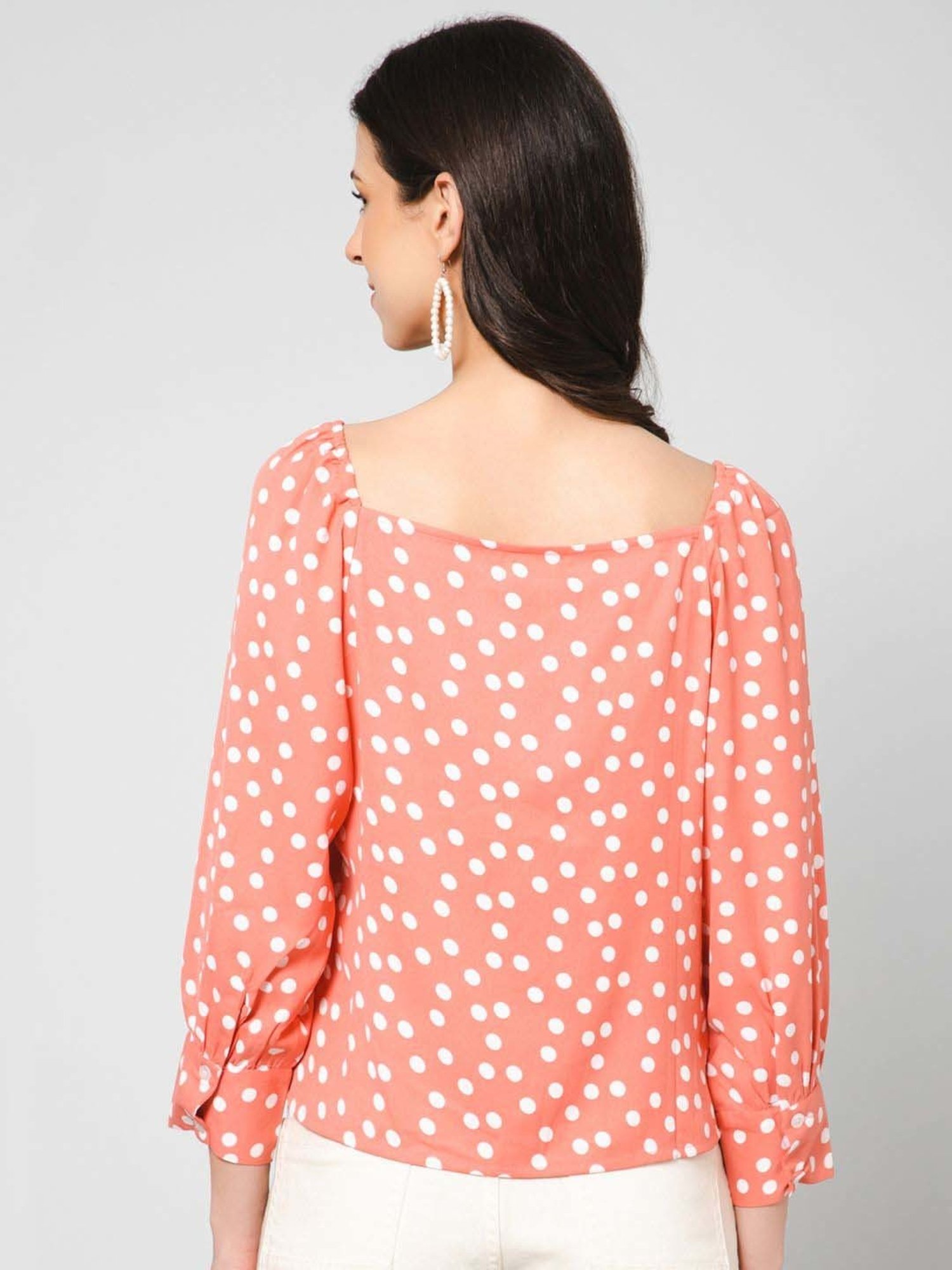 PURYS Peach Printed Top