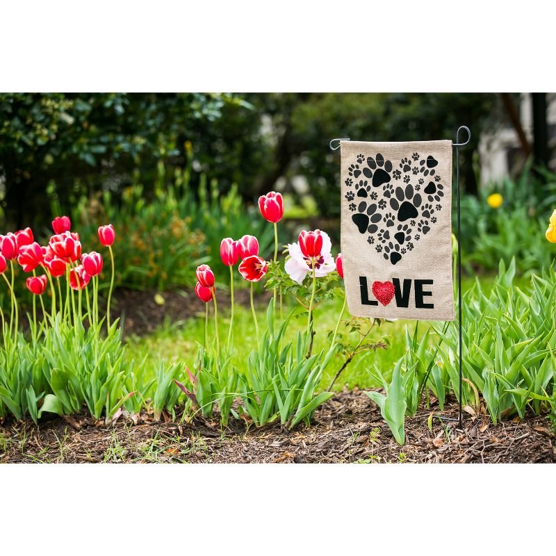 Evergreen Flag Paw Prints Heart Garden Burlap Flag