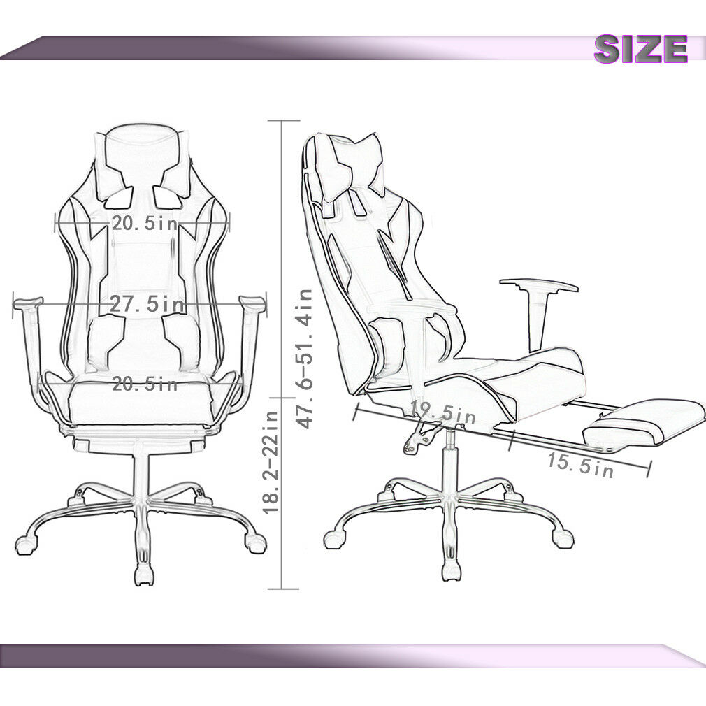 Office Chair Gaming Chair Recliner Racing High-back Swivel Task Desk Chair 468