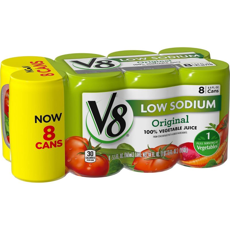 V8 Original Low Sodium 100% Vegetable Juice - 8pk/5.5 fl oz Cans